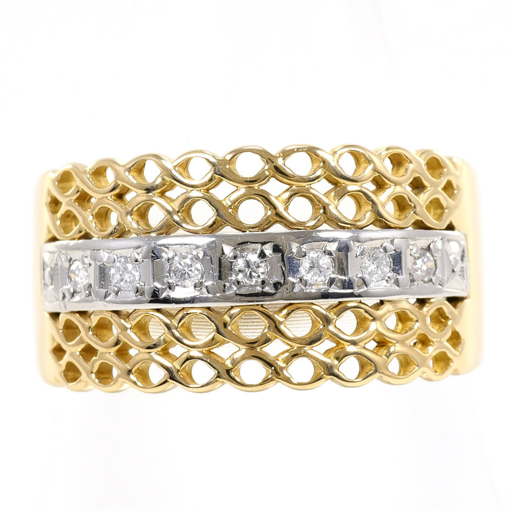 PT900 Platinum 18K Yellow Gold Ring with 0.08ct Diamond, Certificate of Authe...